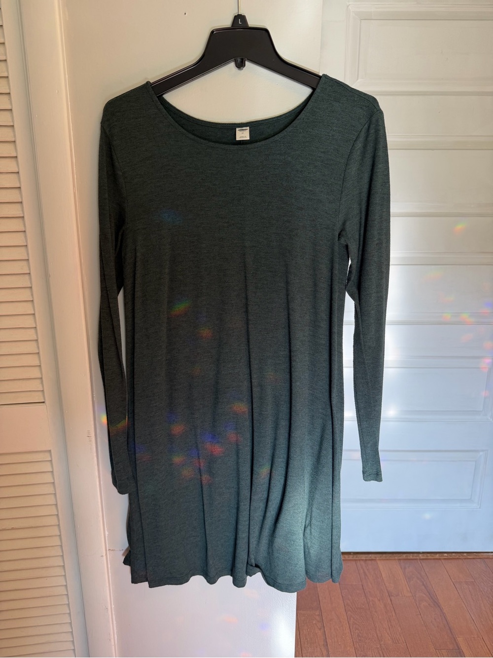 Old Navy Long-Sleeve Scoop Neck Dress in Dark Teal Green
